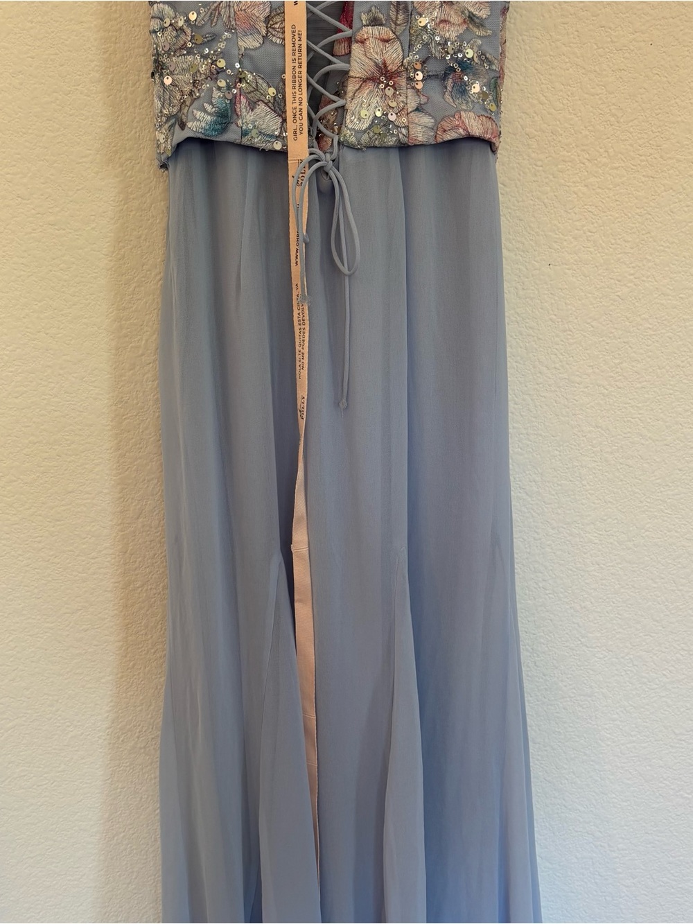 Oh Polly Lysana Embellished Corset Fishtail Gown Floral Blue NWT - Picture 9 of 12